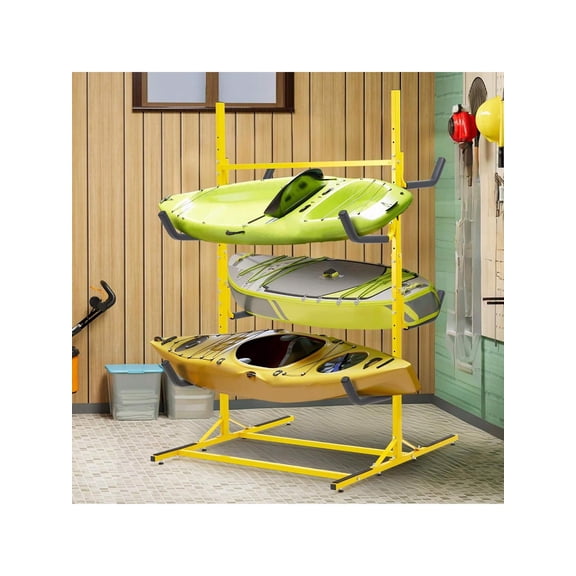 "Kayak Storage Rack,Heavy Duty Freestanding Kayak Racks For Garage, Adjustable Kayak Stand,Paddle Board Rack For Kayak, Canoe, Surfboard, 530Lbs Capacity, 3 Levels For 6 Kayaks Heavy Duty Freestandi