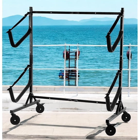 Kayak Storage Rack,Heavy-Duty Kayak Hanger Holder w/Lockable Wheels&Adjustable Width, Freestanding Storage Stand for Kayak Canoe Boat Paddle Board SUP Surfboard for Outdoor Garage, Dock