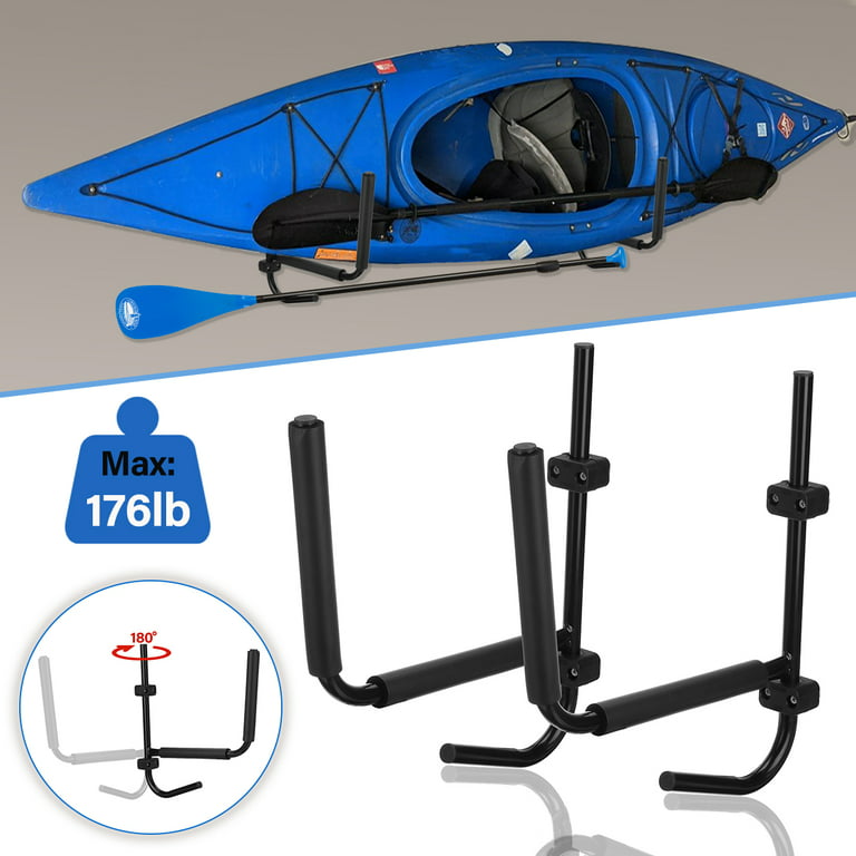 Kayak Storage Rack Wall Mounted, Heavy Duty Storage for Kayak, Canoe &  Paddleboard for Indoor, Outdoor, Garage, Shed, or Dock, Adjustable Height 