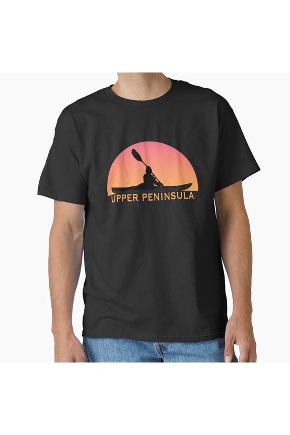 Kayak Upper Peninsula Michigan Up Yooper Souvenir Shirt, Casual Graphic Tee, Everyday Short Sleeve Shirt