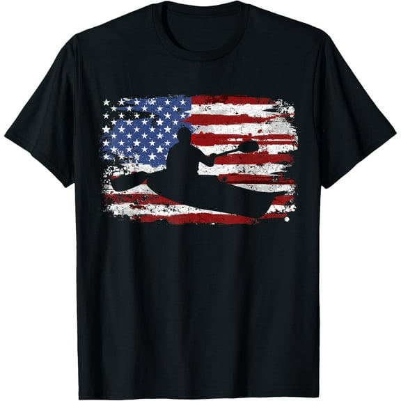 Kayak Vintage American Flag T-Shirt