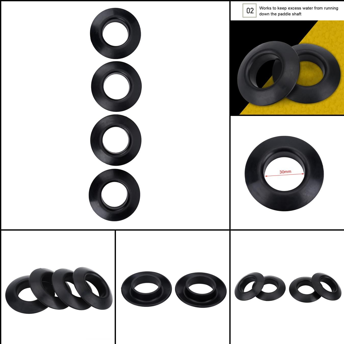 Lovelysp Kayak Paddle Drip Rings - 6 Pack Rubber Water Guards For Canoe And Kayak Paddles