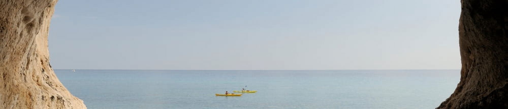 Kayak in the sea Cala Luna Beach Cala Gonone Nuoro Sardinia Italy Canvas Art - Panoramic Images (36 x 12)