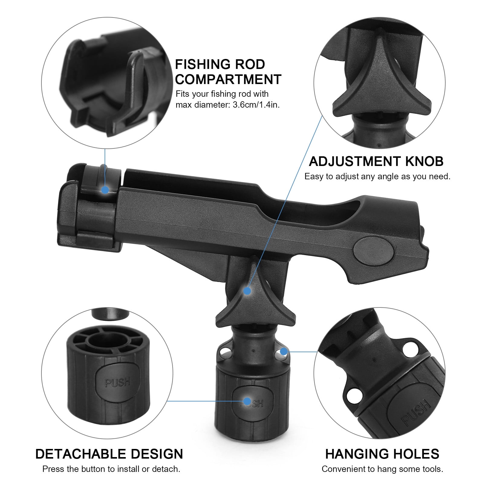 Kayak support,Adjustable Pole Arm With Boat Arm Fish Plate Pole Universal Diameter Plate Set Boat With Pole Marine Boat Pontoon Canoe Universal Diameter Of Marine Boat Pontoon Mount Plate