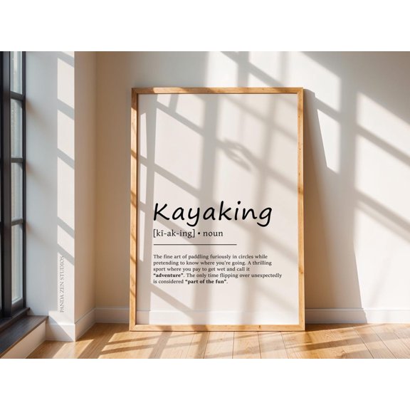 Kayaking Definition Hobby Outdoor Adventure Kayaker Gift Rustic Cabin Art