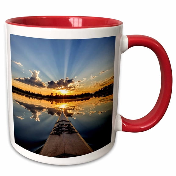 3drose, Kayaking into Sunset Rays on Mcwennger Slough Near Kalispell, Montana, 11oz Two-tone Red Mug