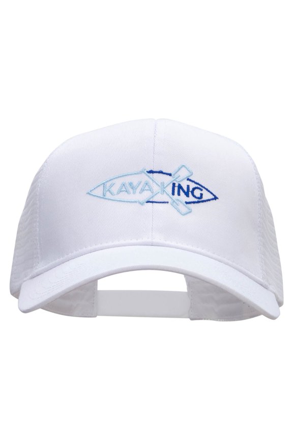 Kayaking Paddles Embroidered Solid Cotton Twill Mesh Prostyle Cap - White OSFM