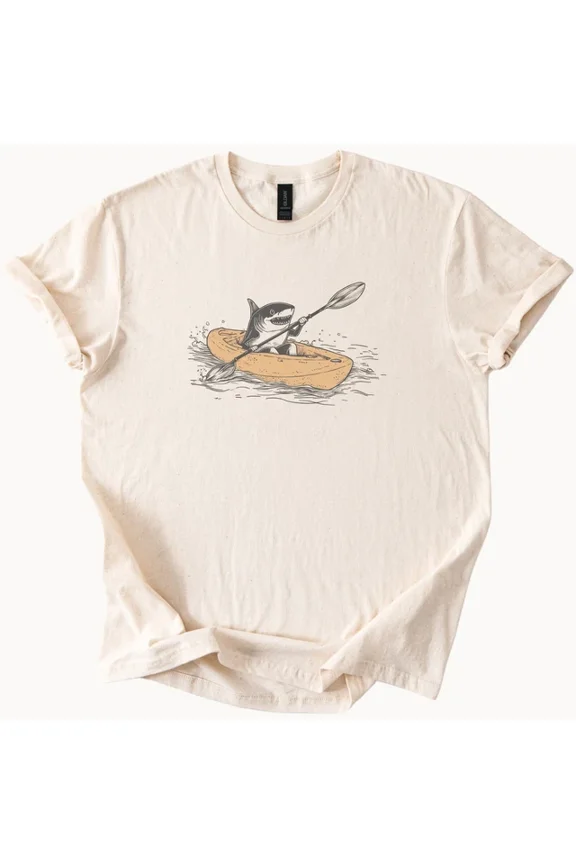 Kayaking Shark Tee Funny Ocean Kayaker Gift TShirt