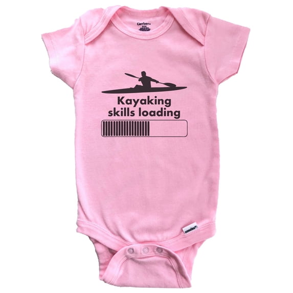 Kayaking Skills Loading Funny Kayaker Baby Bodysuit (Pink), 3-6 Months