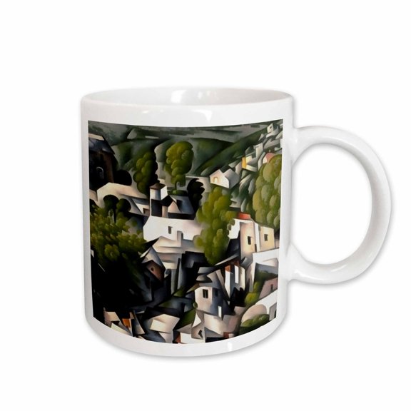 3drose, Kayakoy Village Greek Houses Abstract Art, 11oz Mug