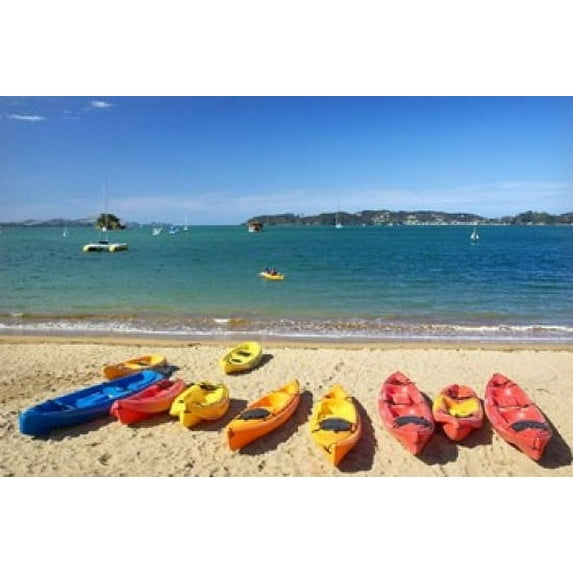 Kayaks, Paihia, Northland, New Zealand Poster Print by David Wall (26 x 17)