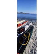 Kayaks on the beach Third Beach Sakonnet River Middletown Newport County Rhode Island USA Canvas Art - Panoramic Images 36 x 13