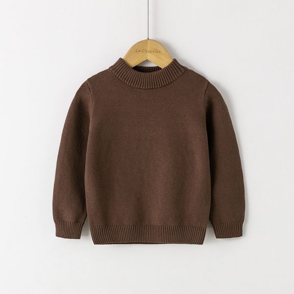 Kayannuo Baby Boy's Clothing Fall Winter Toddler Youth Teen Boys Girls Solid Pullover Pulsweetheart Knit Sweater Knitwear, Brown
