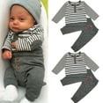 thumbnail image 1 of Kayannuo Baby Girl Clothes Long Sleeve Fall Winter Newborn Baby Boys Long Sleeves Stripe Tops+Pants Infant Outfits Clothes Sets,Gray, 1 of 9