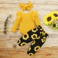 thumbnail image 1 of Kayannuo Baby Girl Clothes Long Sleeve Fall Winter Newborn Baby Girl Clothes Infant Outfits Ruffle Sleeve Romper Bodysuit Floral Pants Toddler Girl Outfits,Yellow, 1 of 9