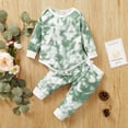 thumbnail image 1 of Kayannuo Baby Girl Clothes Long Sleeve Fall Winter Newborn Infant Baby Girls Rainbow Tie-Dyed Romper Bodysuit+Pants Outfits,Green, 1 of 9