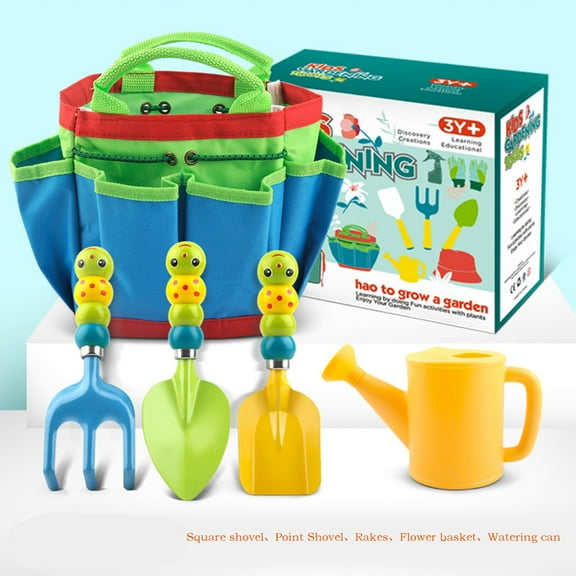 Kayannuo Back to school Kids Gardening Tools Set, 5 PCS Garden Tool Set For Kids, Outdoor Playset, Kids Yard Tools, Garden Toys For Toddlers Age 3-8, Gift For Boys & Girls Home Essentials ()