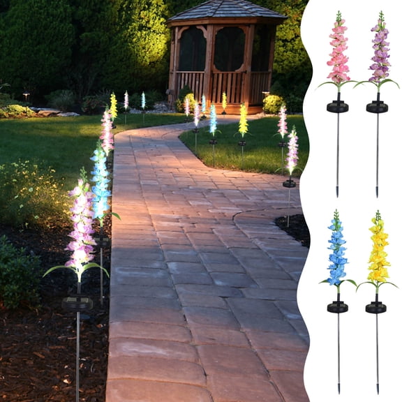 Kayannuo Back to School Homecoming Solar Lights Violet Flower Lights Led Outdoor Garden Decorative Lights Hyacinth Flower Lights Garden Lights