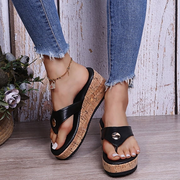 Kayannuo Beach Sandals Slipper Woman Sandal Wedges New Sloping Heel Women'S Shoes Summer Casual Toe Sandals Clip Toe Slippers Womens Slippers