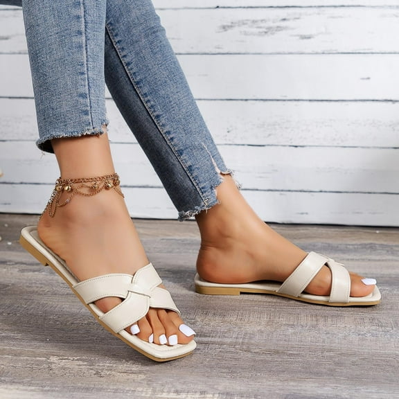 Kayannuo Beach Sandals Slipper Woman Sandal Wedges Women'S Flat Shoes Ladies Beach Sandals Summer Non-Slip Causal Slippers Womens Slippers Flat Sandals