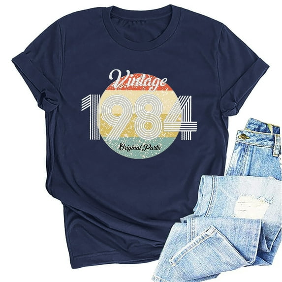 Kayannuo Blouses for Women Tee Shirts for Women Valentine's Day 1974 Vintage Shirt For Women 50th Birthday Gifts 1974 Birthday Gifts Idea Retro Short Sleevel T Shirts Party Tops Funny Tees