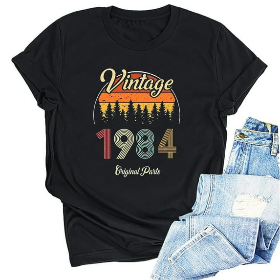 Kayannuo Blouses for Women Tee Shirts for Women Valentine's Day 1974 Vintage Shirt For Women 50th Birthday Gifts 1974 Birthday Gifts Idea Retro Short Sleevel T Shirts Party Tops Funny Tees