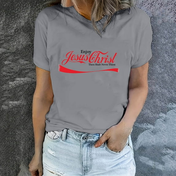 Kayannuo Blouses for Women Tee Shirts for Women Valentine's Day Women's 2024 Spring And Summer Fashion Easter Print Pattern Round Neck Short Sleeved T-shirt Top/Shirt