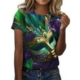 thumbnail image 1 of Kayannuo Blouses for Women Clearance Tee Shirts for Women Valentine's Day Mardi Gras Women's Casual Short Sleeved Print Round Neck Top T-shirt, 1 of 4