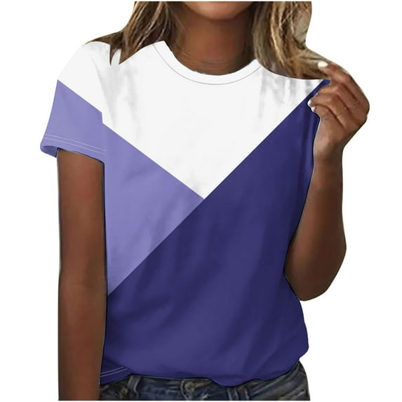 Kayannuo Blouses for Women Tee Shirts for Women Valentine's Day Women's Fashion Printed Short Sleeves Blouse Round Neck Casual Tops