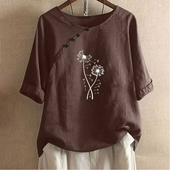 Kayannuo Blouses for Women Tee Shirts for Women Women's Fashion Printed T-shirt Short Sleeves Blouse Round Neck Casual Tops