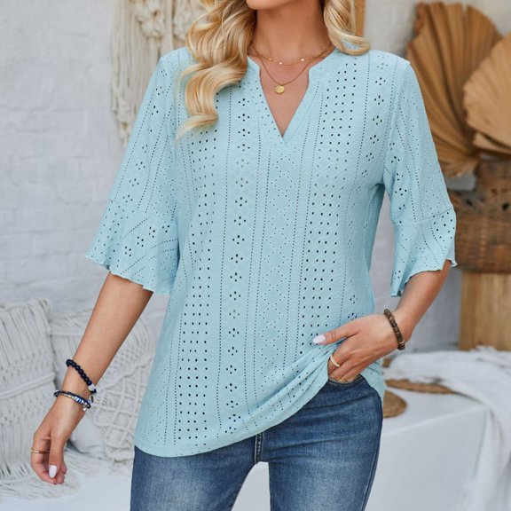 Kayannuo Blouses for Women Tee Shirts for Women Womens Fashion Print Tops Short Sleeve Out Blouse Funny Round Neck T-Shirt Tops