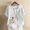thumbnail image 1 of Kayannuo Blouses for Women Plus Size Women Casual And Linen Tops Printed Short Sleeve Button T-shirt Blouse White L, 1 of 4