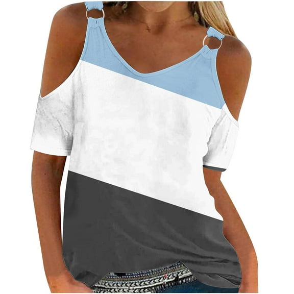 Kayannuo Blouses for Women Tee Shirts for Women Women's Fashion Casual Print Short Sleeve Round-Neck Blouses Shirts