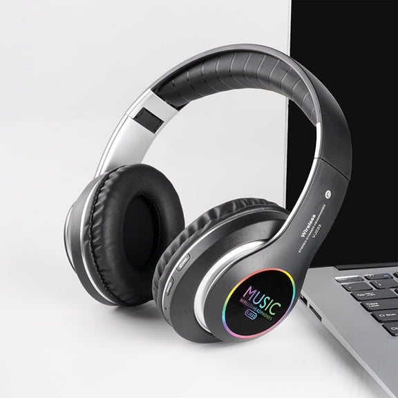 Kayannuo Bluetooth Headphones Over-Ear With LED,Foldable Wireless And Wired Stereo Headset Micro TF,FM For Cell Phone,PC,Soft Earmuffs & Light Weight For Prolonged Wear
