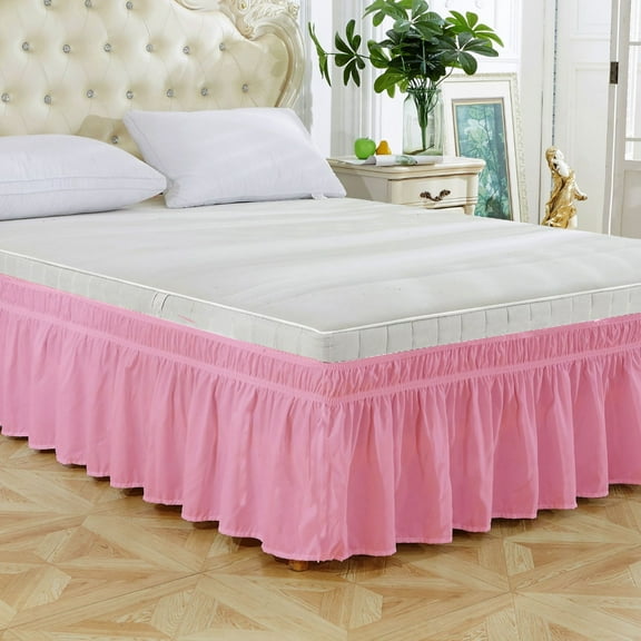 Kayannuo Christmas Bed Skirt Wrap Around Elastic Ruffles Resistant with Adjustable Elastic Belt