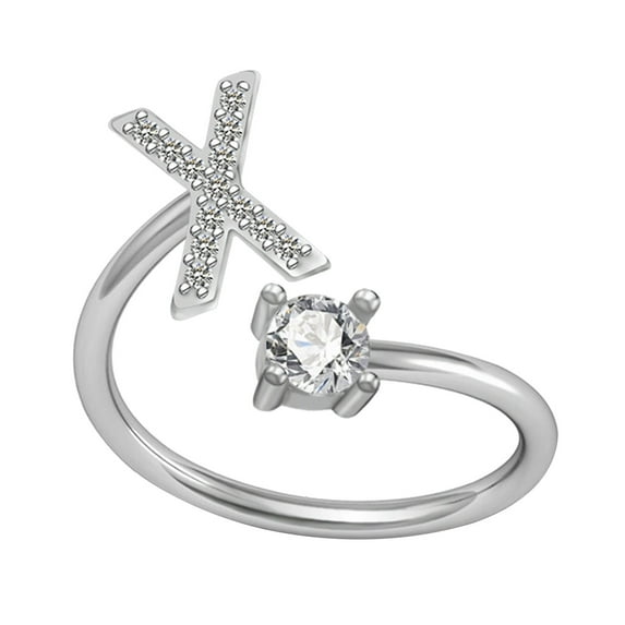 Kayannuo Christmas Exquisite Fashion 26 English Alphabet Style Ring Letter Fashion Copper Ring