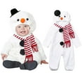 thumbnail image 1 of Kayannuo Christmas Infant Baby Boys Girls Junmpsuit Christmas Snowman Modelling Fleece Hooded Romper Scarf Sets Christmas Gifts, 1 of 9