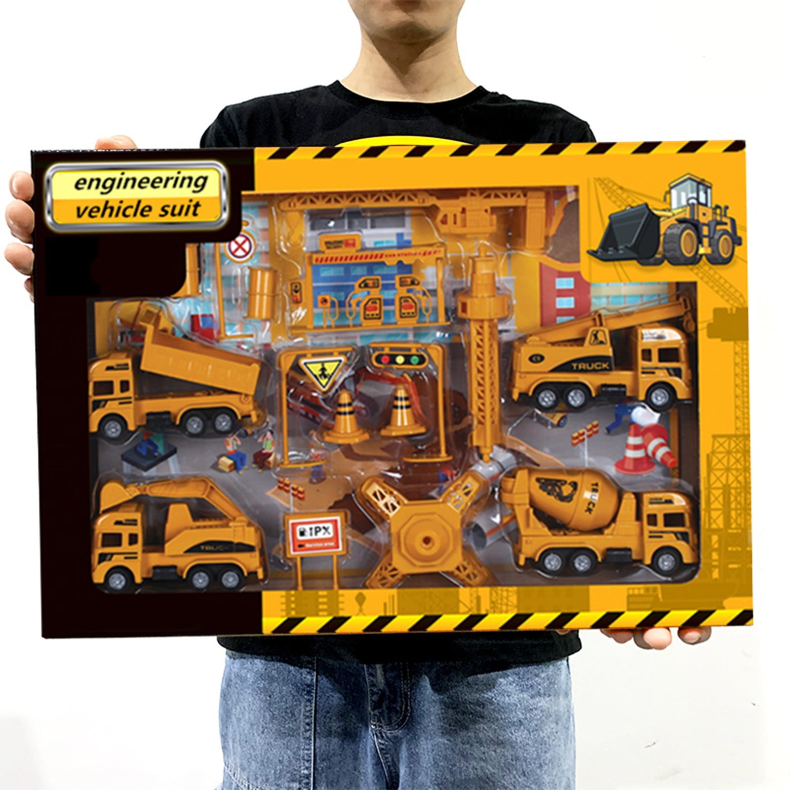 Kayannuo Christmas Kids Construction Vehicles Playset , Cr-ane, Excavator, Dump Truck, Cement, Educational Engineering Toy Set Birthday Gift for 3+ Year Old Boy Christmas Gifts