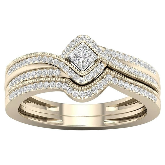 Kayannuo Christmas Rhinestone Rings Set For Women 2PCS Stackable Ring Bands Engagement Wedding