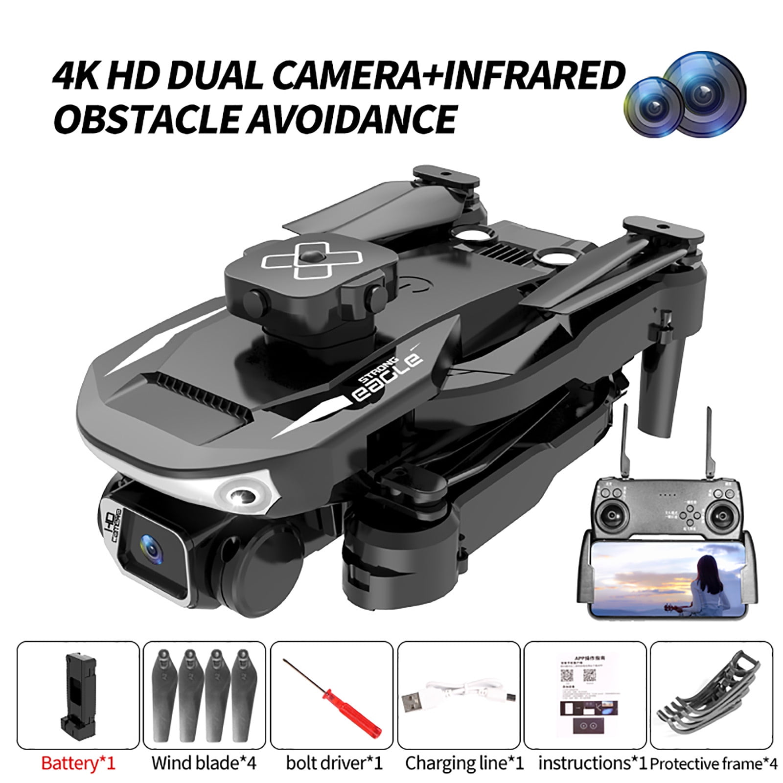 TekDeals New RC Drone With 4K HD Camera WiFi FPV Foldable Quadcopter + 4  Rechargeable Batteries 