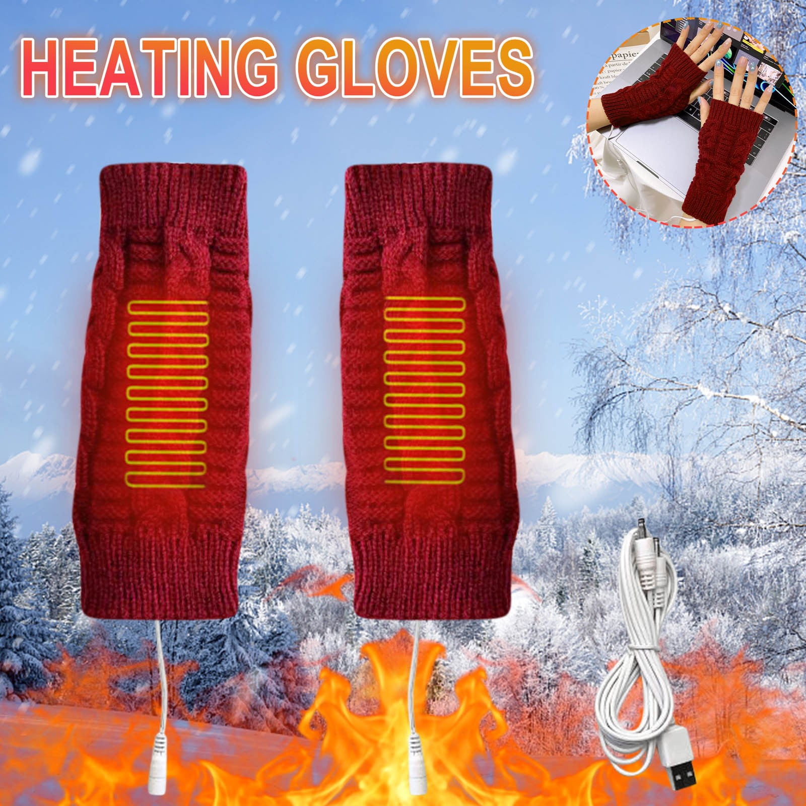 Kayannuo Christmas Clearance USB Heated Gloves Electric Heated Mittens