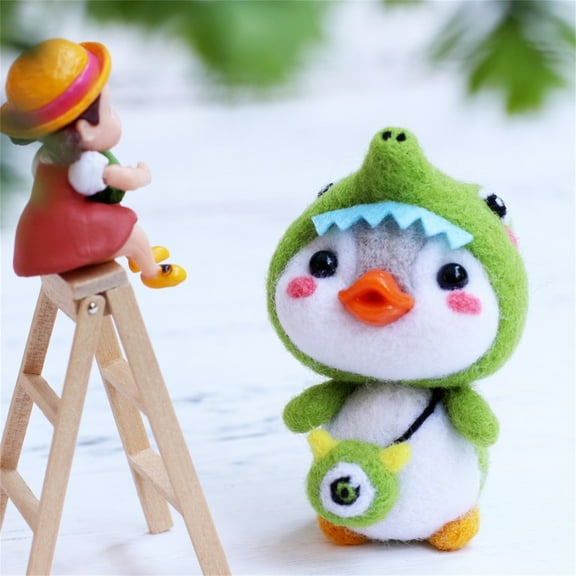 Kayannuo Christmas Cute Penguin Pattern Handmade DIY Poke Wool Felts Material Production Package