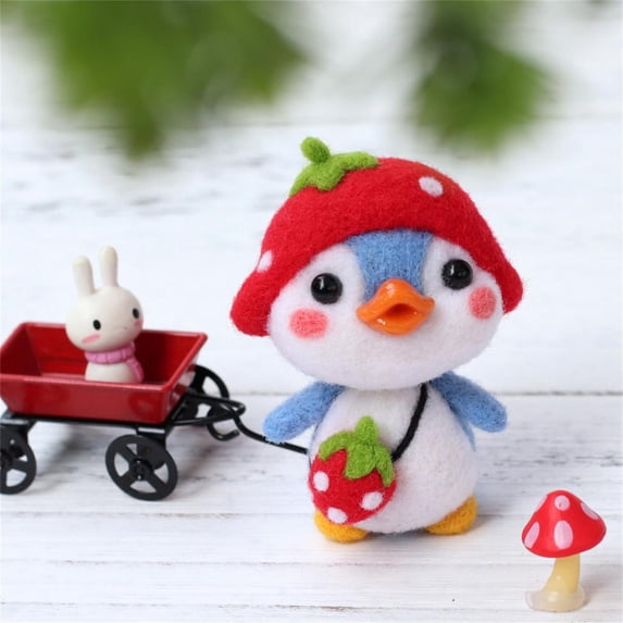 Kayannuo Christmas Cute Penguin Pattern Handmade DIY Poke Wool Felts Material Production Package