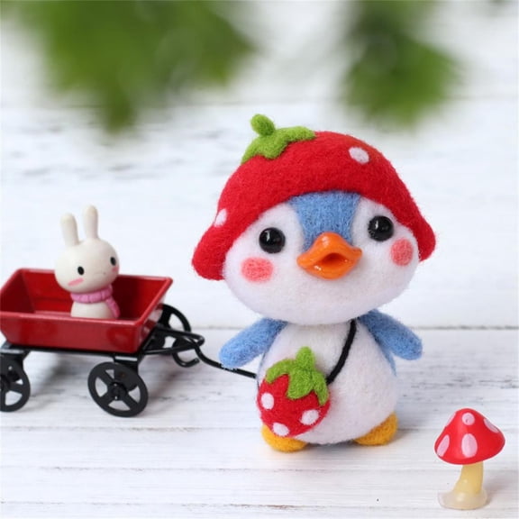 Kayannuo Christmas Cute Penguin Pattern Handmade DIY Poke Wool Felts Material Production Package