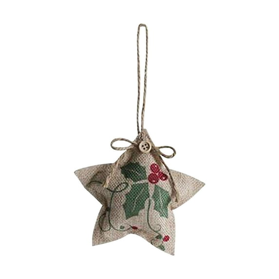 Kayannuo Christmas Decor Christmas Christmas Linen Pendant Printing Five-pointed Star Christmas Tree Shopping Mall Decorations Christmas Ornaments