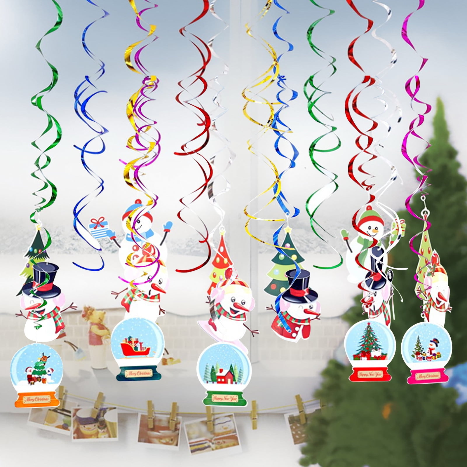 Kayannuo Christmas Decorations Christmas Clearance Christmas Hanging Swirl  Decorations 6pcs PET Ceiling Hanging Swirl Yard Party Christmas Ornaments 