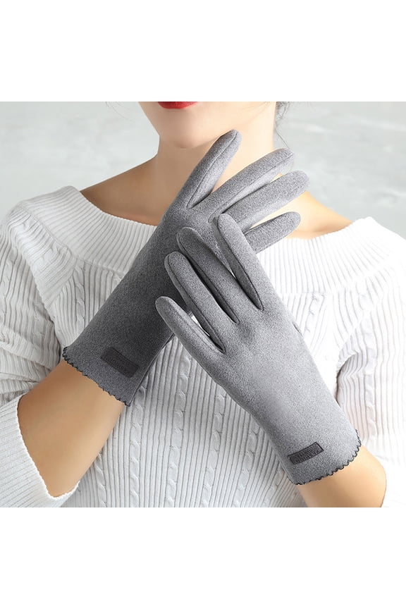 Christmas Gifts Christmas Solid Color German Leather Label Gloves With T-ouch Screen For Index Finger