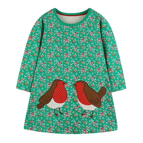 Kayannuo Christmas Gifts for Kids Girls Dresses Casual Spring Fall Winter Cotton Long Sleeves Tshirt Dress Clothes Christmas Decor