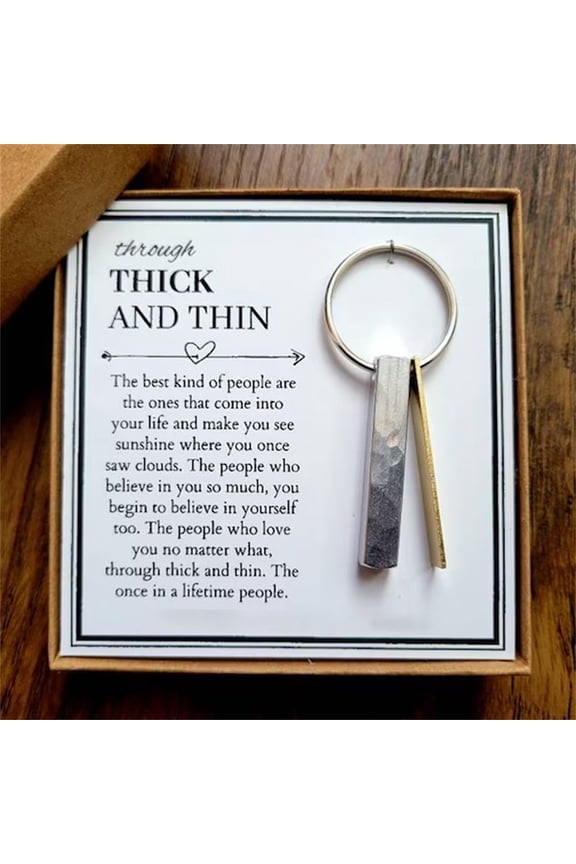 Christmas Thick And Thin Friendship Keychain Metal Key Chain Inspirational Friendship Keychain, Ups And Downs