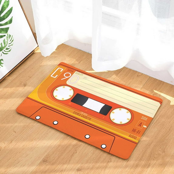 Kayannuo Christmas Vintage Cassette Tape Indoor Doormat Non Slip Door Floor Mats Carpet Rugs